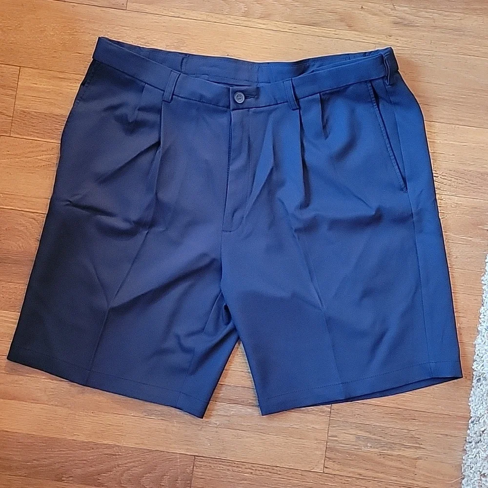 Cool 18 Pro Mens Golf Shorts Pleated Front Country Club Adjustable 40 Navy Blue